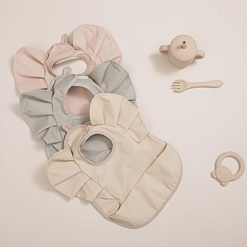 Baby Girl Bib Solid Angel Wings Waterproof Soft Apron For 1-2 Year Old