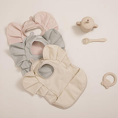 Baby Girl Bib Solid Angel Wings Waterproof Soft Apron For 1-2 Year Old