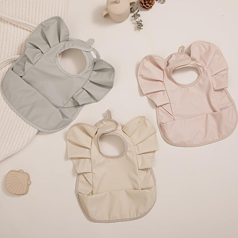 Baby Girl Bib Solid Angel Wings Waterproof Soft Apron For 1-2 Year Old