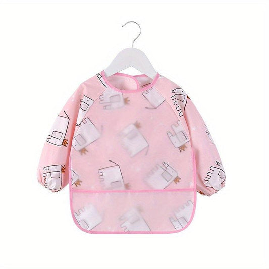 Kids Cotton Long Sleeve Smock Waterproof Pig Elephant Printed Bib