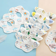 3pcs Baby Feeding Bibs Random Style 8-layer Bibs