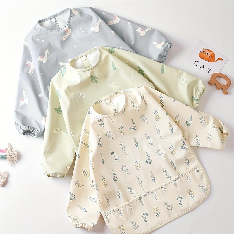 Long Sleeve Waterproof Baby Bib Easy Cleaning Anti Dirt