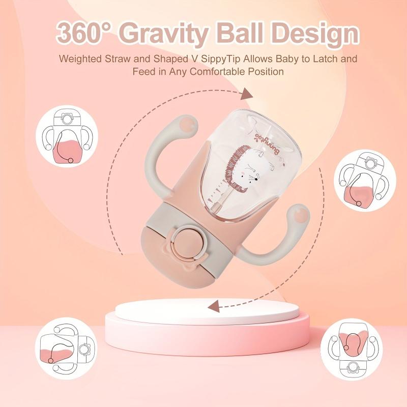 8oz Spill Proof Sippy Cup Weighted Straw Handle for 1 Year Olds