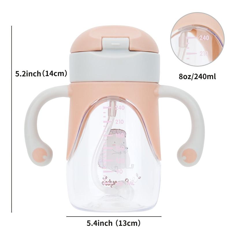 8oz Spill Proof Sippy Cup Weighted Straw Handle for 1 Year Olds