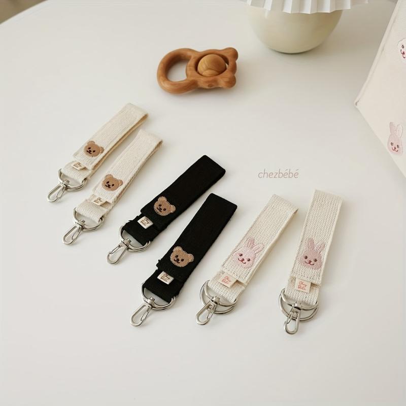 2 Pack Baby Stroller Hook Bear Embroidery Storage Pendant