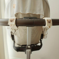 2 Pack Baby Stroller Hook Bear Embroidery Storage Pendant