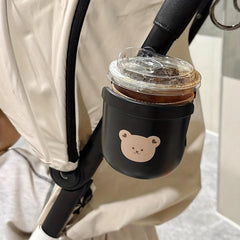 Bear Baby Stroller Bottle Rack - Securely Hold Bottles & Phone