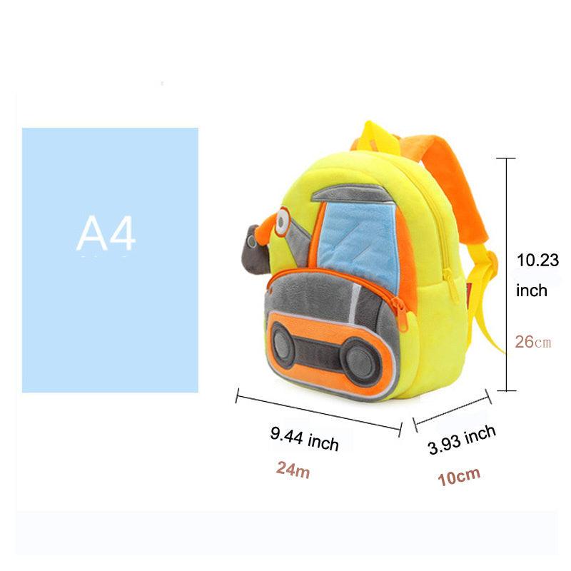 Plush Kid Backpack for Engineering Car Lovers