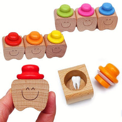 Baby Tooth Box Wooden Teeth Storage Box Kids Keepsake Organizer Gift