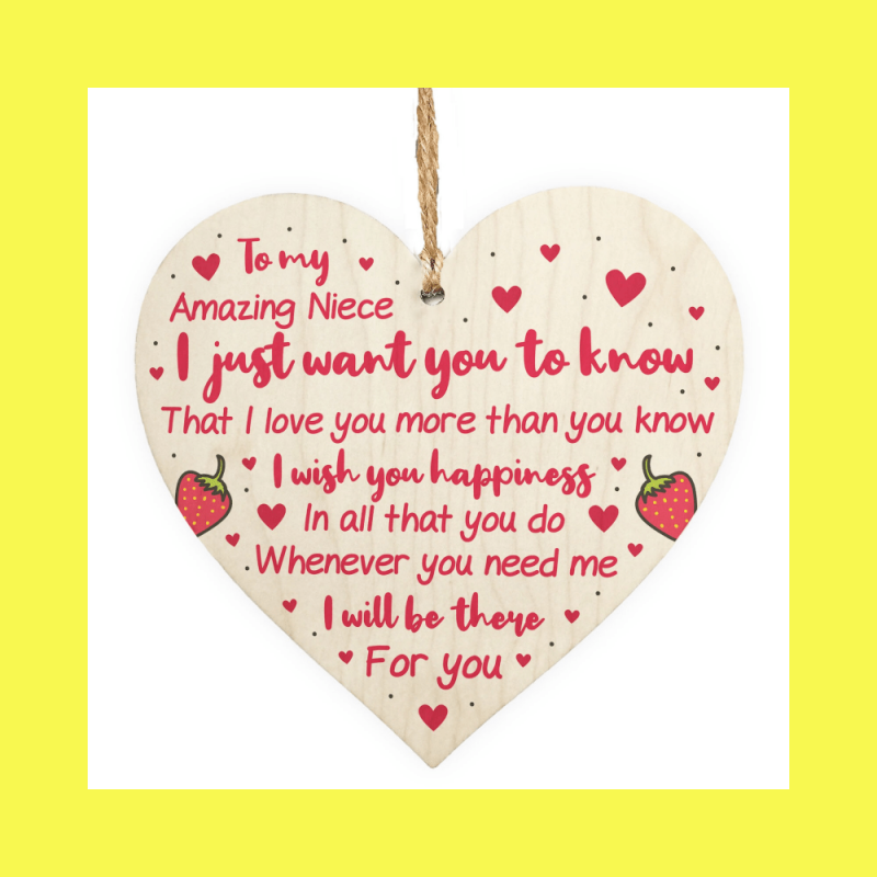Niece Gift From Auntie Uncle Poem Wood Heart Hanging Niece Bday Christmas