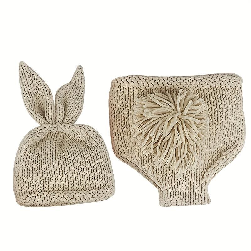Newborn Photo Props Cartoon Rabbit Cap With Shorts Set