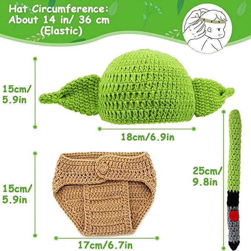 3 Piece Winter Hand-Knitted Caps & Shorts Set for Newborn Photos