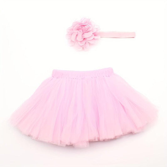 Baby Girl Tutu Skirt & Hairband Outfit for Photos & Baby Shower