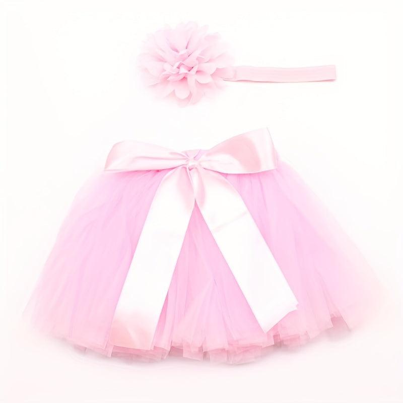 Baby Girl Tutu Skirt & Hairband Outfit for Photos & Baby Shower