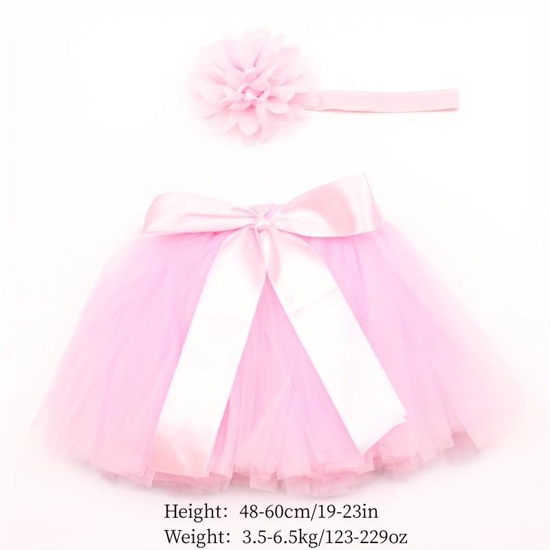 Baby Girl Tutu Skirt & Hairband Outfit for Photos & Baby Shower
