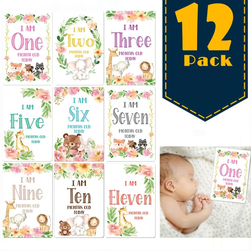 12pcs Newborn Month Sticker Cards - Perfect Baby Shower Gift