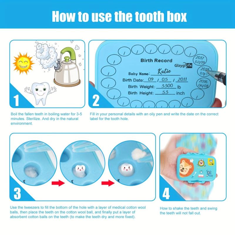 Kids Baby Teeth Keepsake Box Tooth Saver Holder