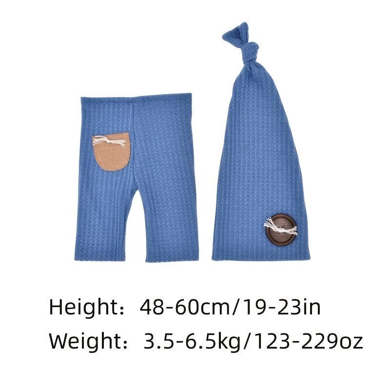 Newborn Photography Props Baby Pants Long Tail Knot Hat Set