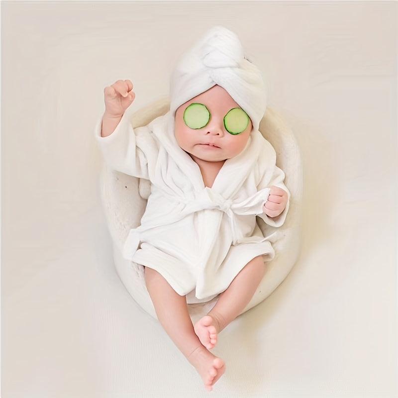 Newborn Photography Props Baby Bathrobes Bath Towel Hooded Robe