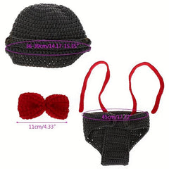 Baby Costume Set Suspender Hat Trousers Bowknot Tie
