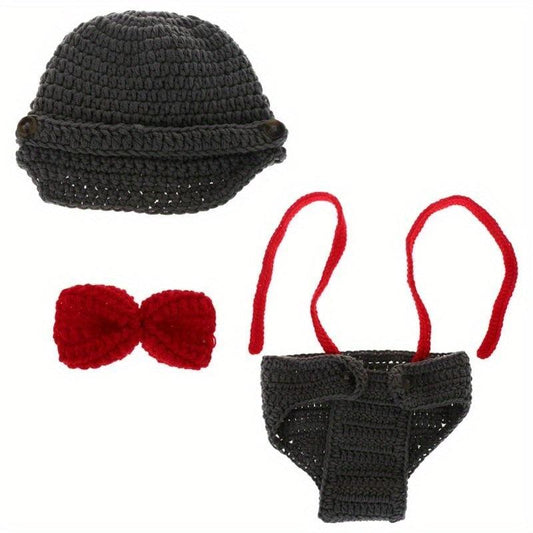 Baby Costume Set Suspender Hat Trousers Bowknot Tie