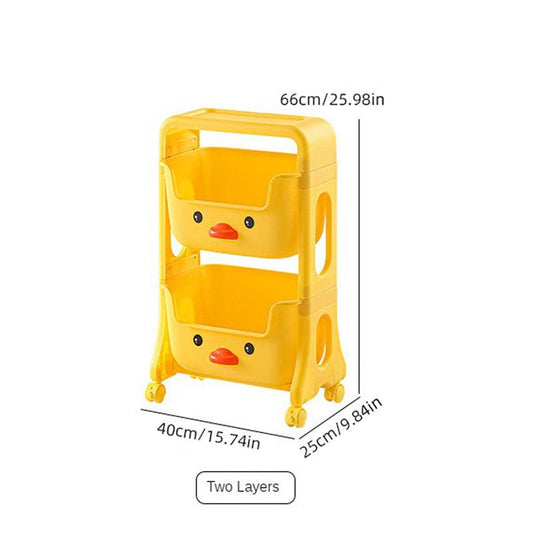 Yellow Kids Toy Storage Rack Little Duck Style Room Decoration