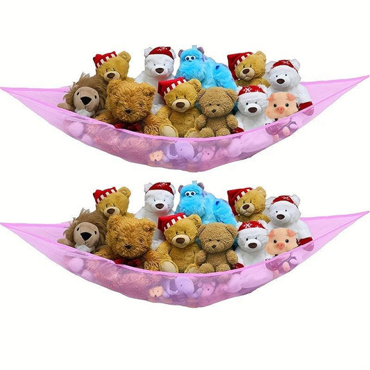 Pink Stuffed Animal Net for Nursery Room Toy Storage