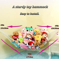 XWGJ Toy Hammock with 25 Rubber Bands, Large Stuffed Animal Storage Net