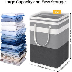 Waterproof Freestanding Laundry Basket Collapsible Tall Clothes Hamper