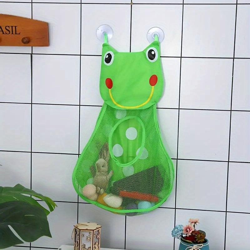 Cartoon Animal Baby Bath Toys Mesh Storage Bag With Suction Cup