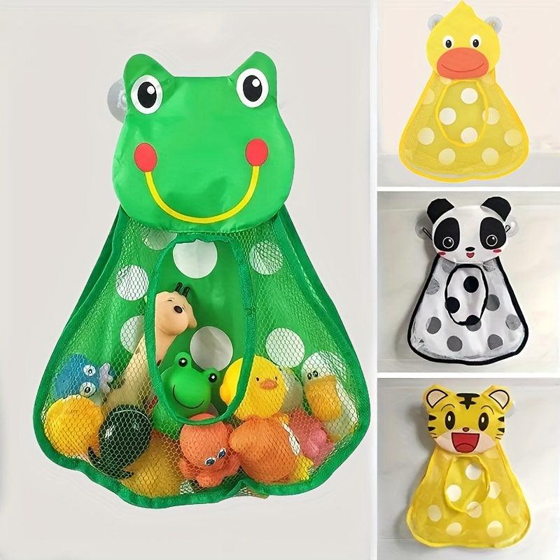 Cartoon Animal Baby Bath Toys Mesh Storage Bag With Suction Cup