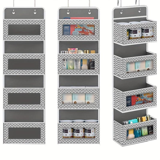 4 Tier Hanging Organizer with Clear Window and Steel Hook Hanger