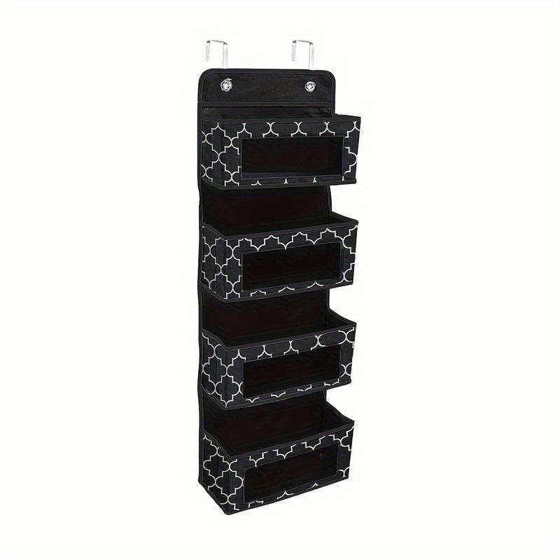 4 Tier Hanging Organizer with Clear Window and Steel Hook Hanger