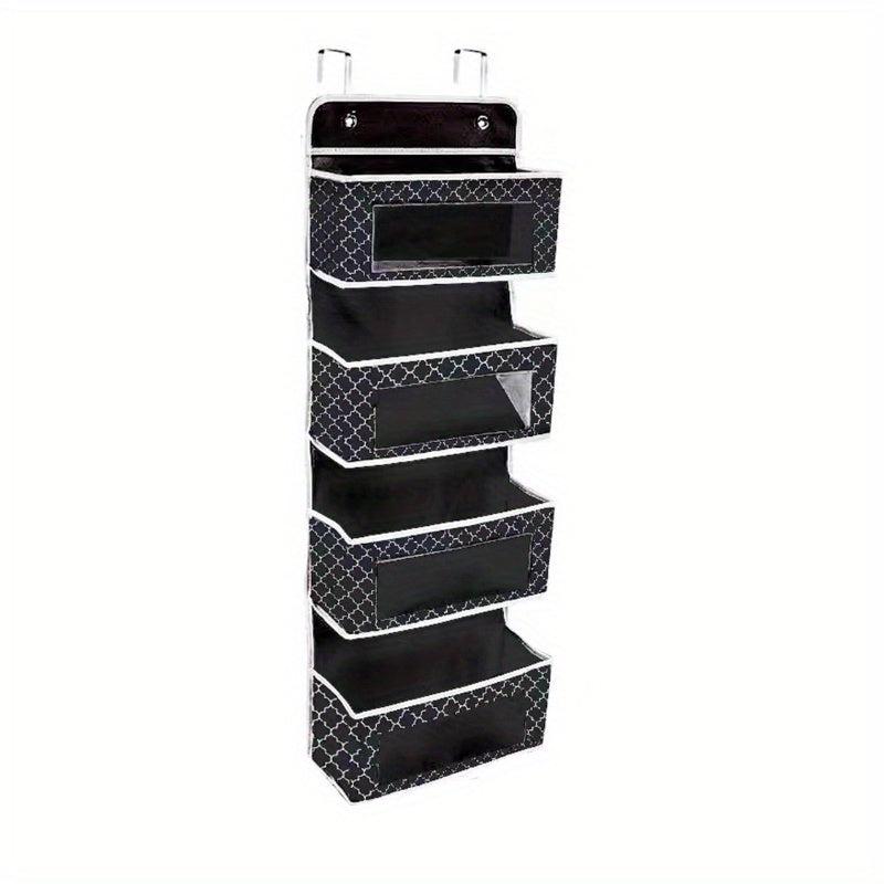 4 Tier Hanging Organizer with Clear Window and Steel Hook Hanger