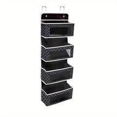 4 Tier Hanging Organizer with Clear Window and Steel Hook Hanger