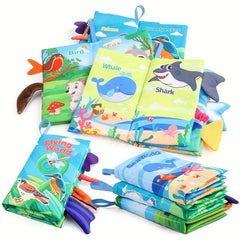 Soft Baby Cloth Book with Tail, Sound Paper, Early Education Toy