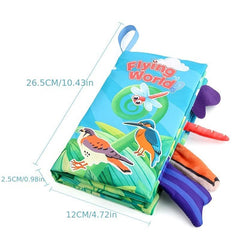 Soft Baby Cloth Book with Tail, Sound Paper, Early Education Toy
