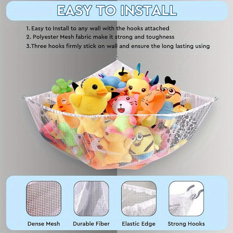 Stuffed Animal Hammock Toy Storage Organizer for Kids Bedroom