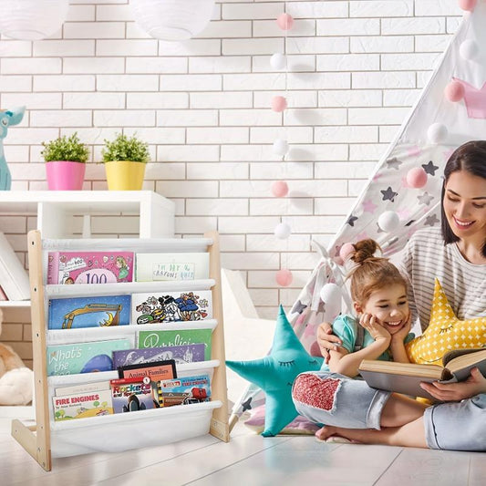 Kids Wooden Book Display Stand Book Organizer Rack