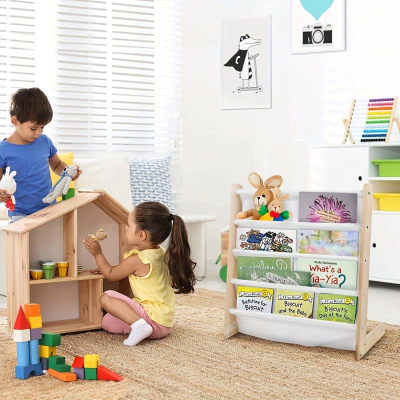 Kids Wooden Book Display Stand Book Organizer Rack