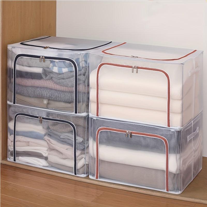 Waterproof Transparent Storage Box Nylon PVC Foldable Clothes Toy Storage Box