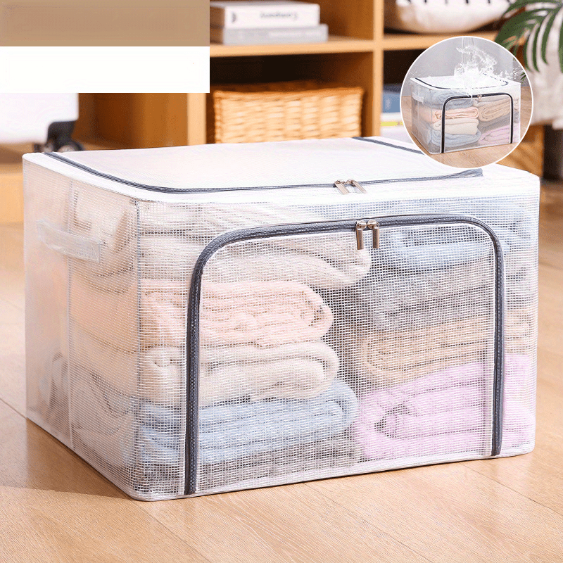 Waterproof Transparent Storage Box Nylon PVC Foldable Clothes Toy Storage Box