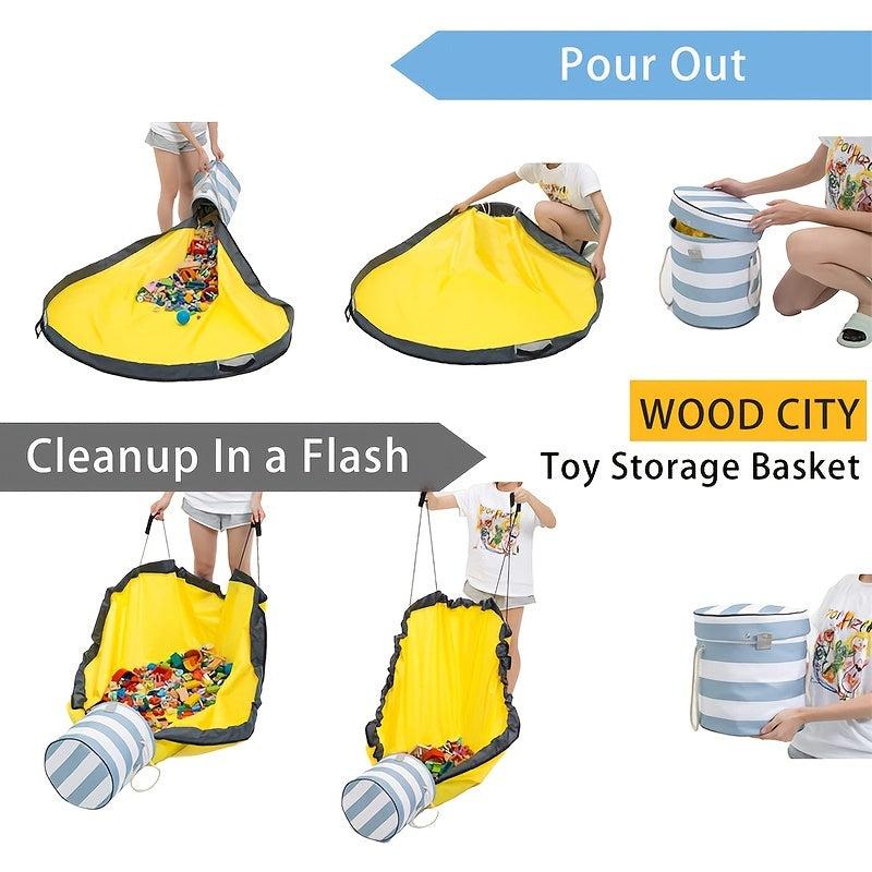Toy Storage Bag With Play Mat Organizer