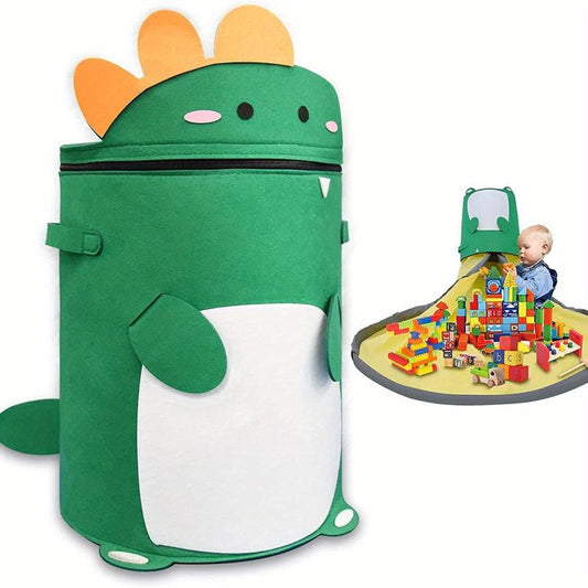 Felt Toy Storage Bag Organizer Cartoon Barrel Basket Play Mat