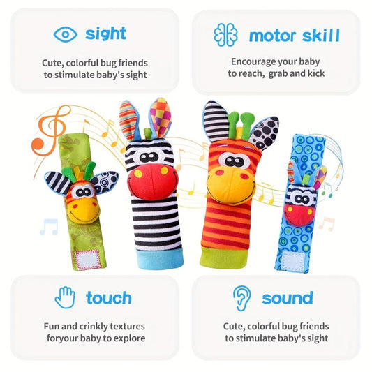4pcs Baby Wrist Rattles Foot Finder Toys Set