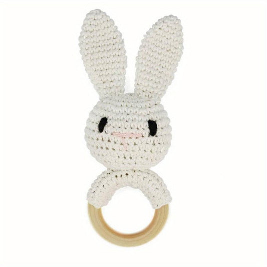 Crochet Animal Wooden Chew Baby Toy Rattle