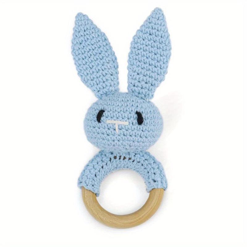 Crochet Animal Wooden Chew Baby Toy Rattle