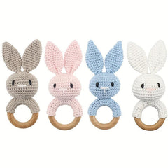 Crochet Animal Wooden Chew Baby Toy Rattle
