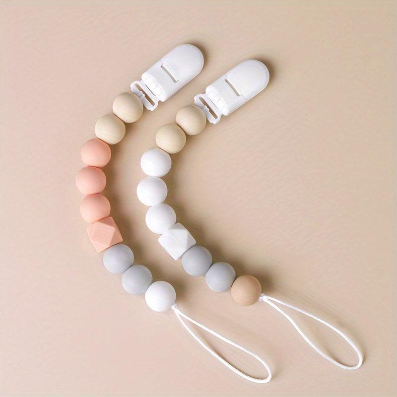 2pcs Toddler Pacifier Clips Silicone BPA Nipple Holders Baby Teething Toys