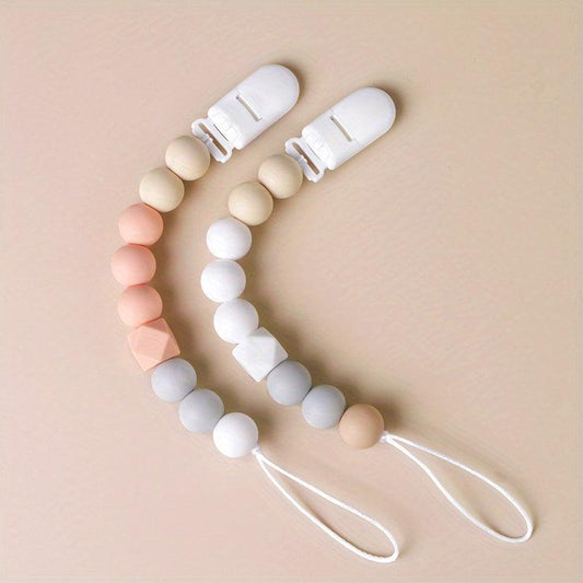 2pcs Toddler Pacifier Clips Silicone BPA Nipple Holders Baby Teething Toys